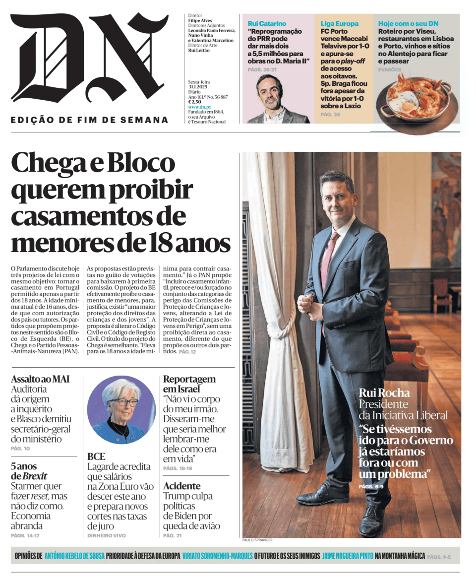 Prima-pagina-Diario de Noticias-edizione-di-oggi-20250131